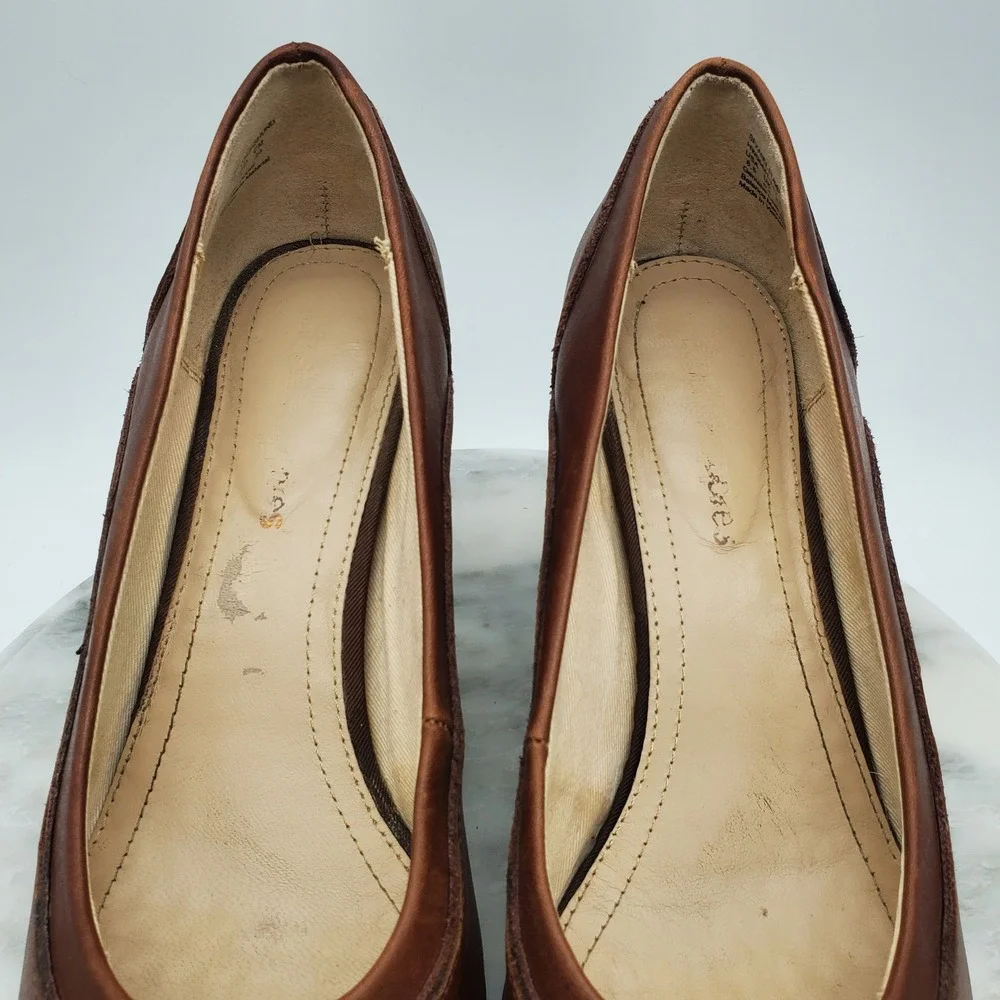 Hush Puppies‎ Spaniel Pump Dachshund Brown Leather Block Heel Comfort Shoes 8.5